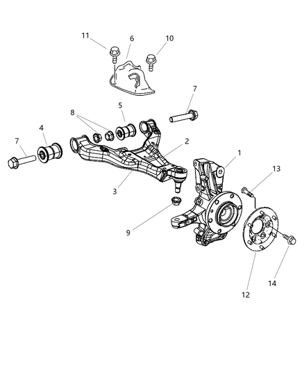 Knuckle Front See Note, Driver Side Diagram for 68050287AA