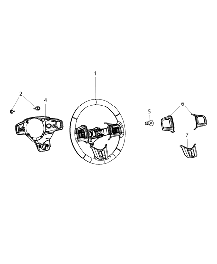2020 Dodge Grand Caravan Bezel Steering Wheel Diagram for 5SD713X9AA