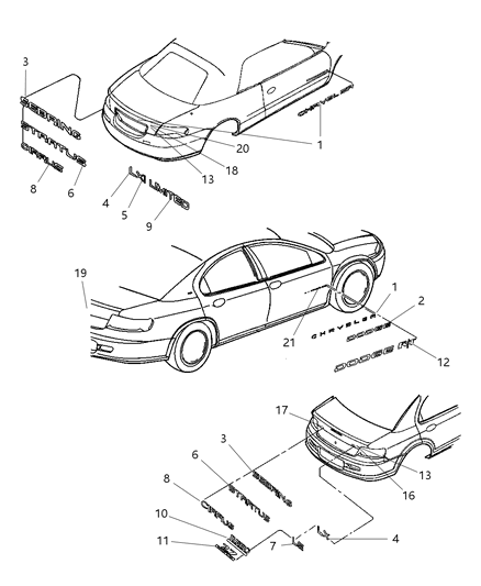 Nameplate Deck Lid Diagram for 5288946AC