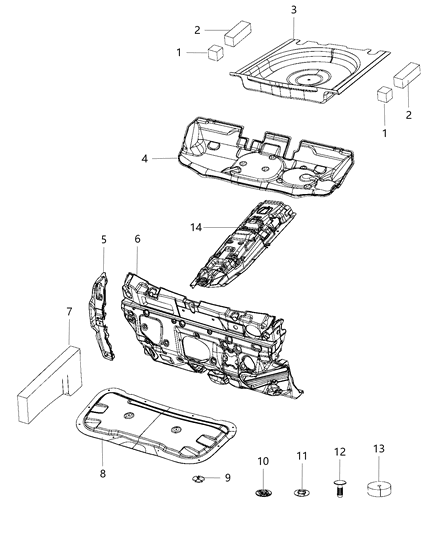 Silencer Spare Tire Well, Rear Diagram for 68244684AA