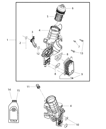 Filter/Cooler Assembly Oil Diagram for 68027604AB