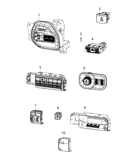 Switch Instrument Panel Trailer Brake Controller Diagram for 68309259AC