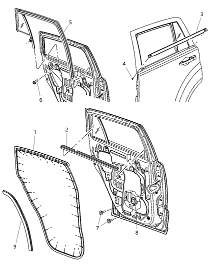 Weatherstrip Rear Door Mounted Diagram for 5067764AB
