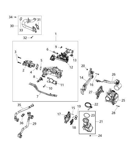 Sensor Temperature Located In Thermostat Housing Diagram for 68275125AA