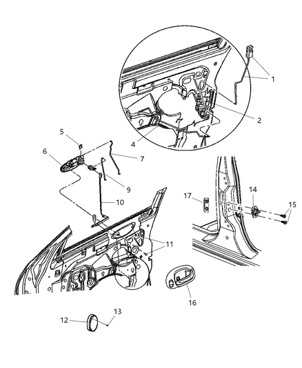 2016 Jeep Patriot Handle Front Door Exterior Diagram for QA39ZDRAF