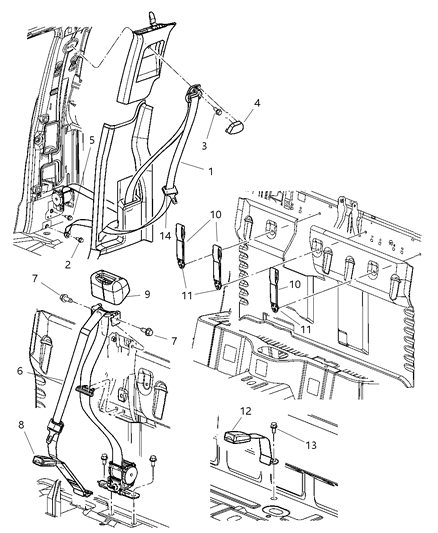 Kit Cover Repair Outer Belt Cinch Tongue Cover Repair Kit Diagram for 5179217AA