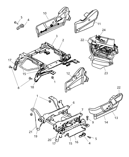 2000 Chrysler Concorde Shield Seat Driver Outboard, Without Power Diagram for 1DH031D5AA