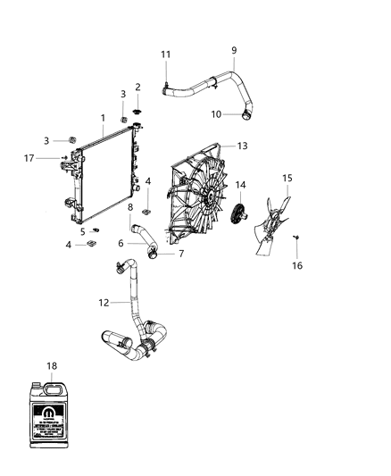 Fan Module Radiator Cooling Diagram for 68189335AC