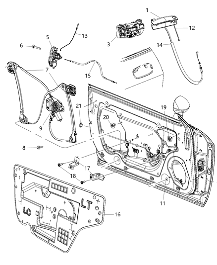 2018 Dodge Challenger Cable Outside Handle Front Door Diagram for 68064950AC