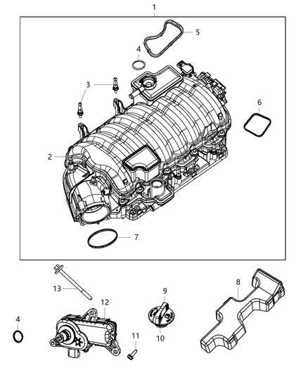 Manifold Kit Engine Intake 68190715Aa, Aluminum Basecoat Diagram for 68190715AC