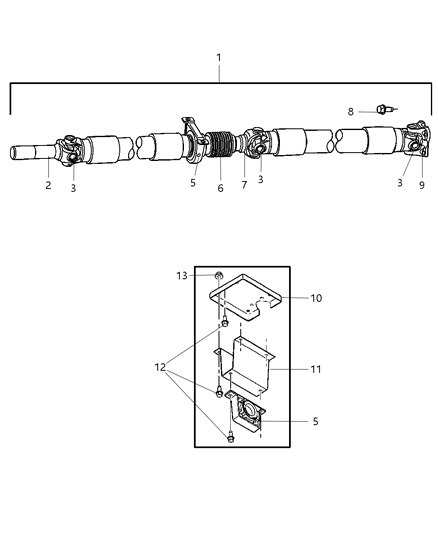 1989 Chrysler Fifth Avenue Shaft Drive Rear 2-Piece Diagram for 52123100AA