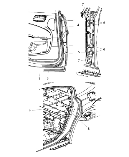 2017 Dodge Charger Door Shell, Rear Passenger Side Diagram for 68089372AE