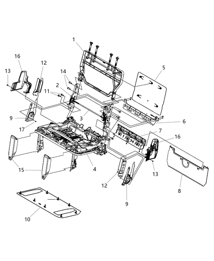 1984 Dodge Colt Recliner Seat Back Diagram for 68028319AA