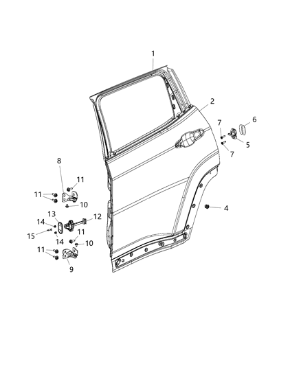 Lower Hinge, Rear Passenger Side Diagram for 68306526AA