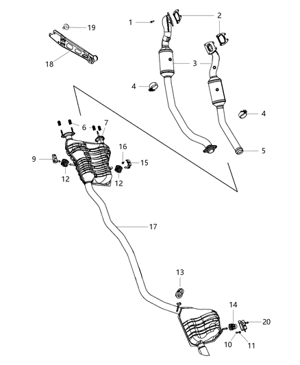 Muffler And Tailpipe Exhaust Diagram for 52124739AJ