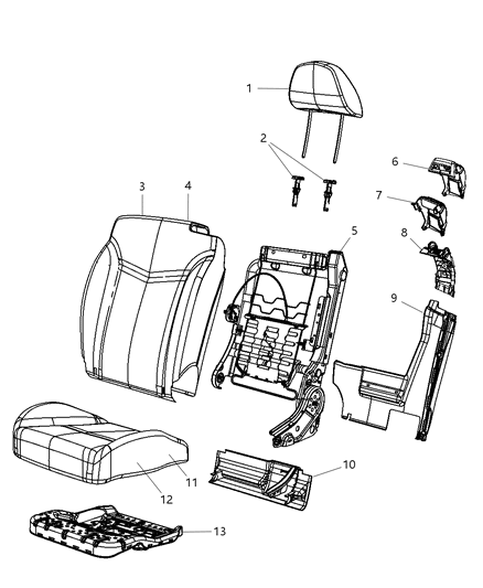 2002 Dodge Grand Caravan Sleeve Headrest Diagram for 1FG661J1AA