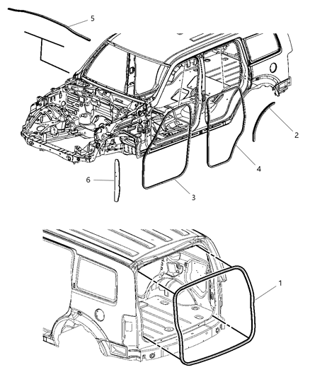 2014 Ram 2500 Weatherstrip Rear Door Body Mounted Diagram for 5112244AB