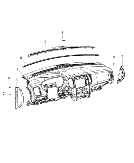 Instrument Panel Base Panel Diagram for 7CS05YSAAA