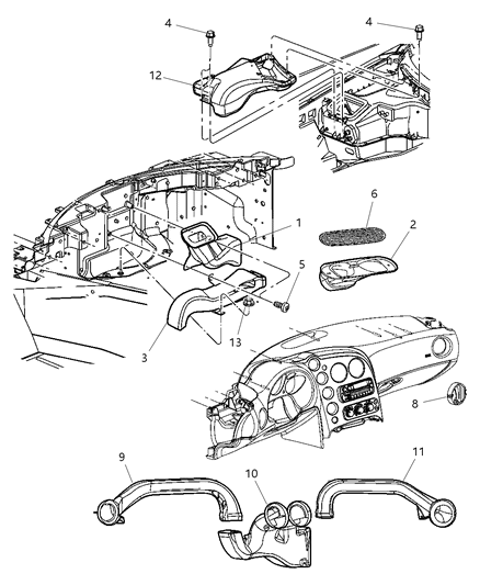 1987 Jeep Wagoneer Plenum Fresh Air Inlet Diagram for 4865640AB