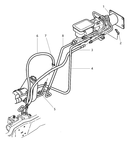 1992 Chrysler LeBaron Hose Power Steering Return Hydroboost Diagram for 52106085AD