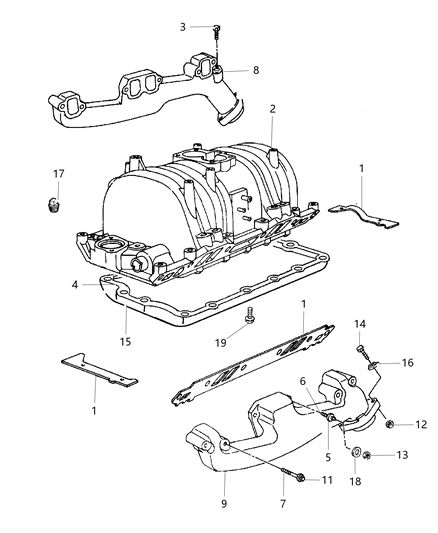 Gasket Package Intake Manifold Diagram for 4897383AC