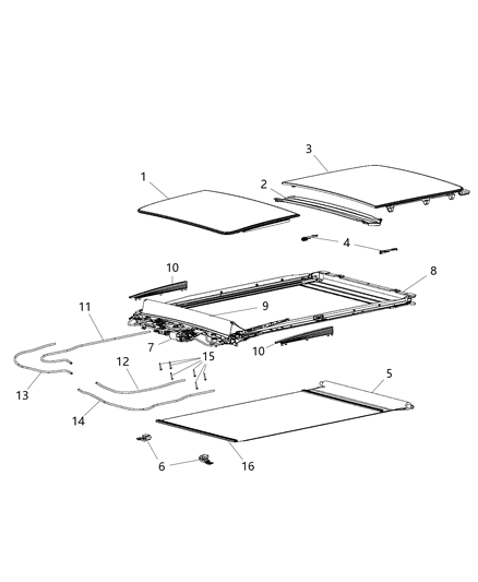 Glass Sunroof Diagram for 68359578AA