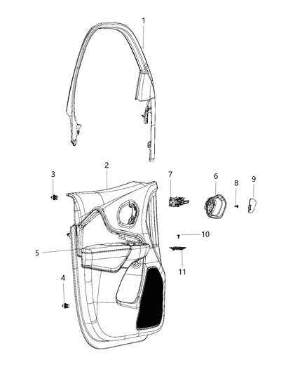 Panel Assembly Front Door Trim, Includes Armrest & Bezel Diagram for 6MD181X9AA