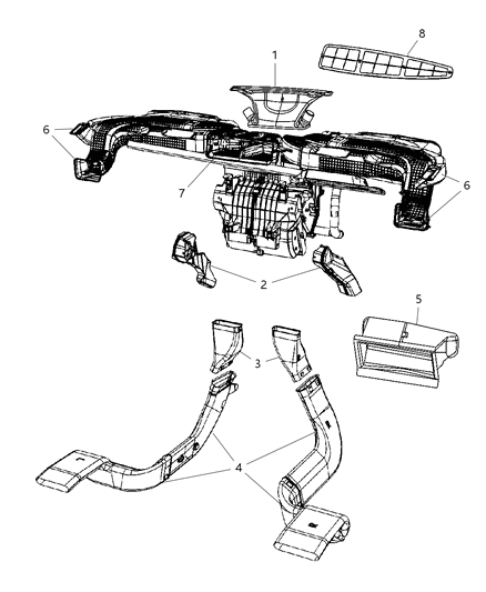 2006 Chrysler PT Cruiser Duct Defroster Diagram for 5058775AA