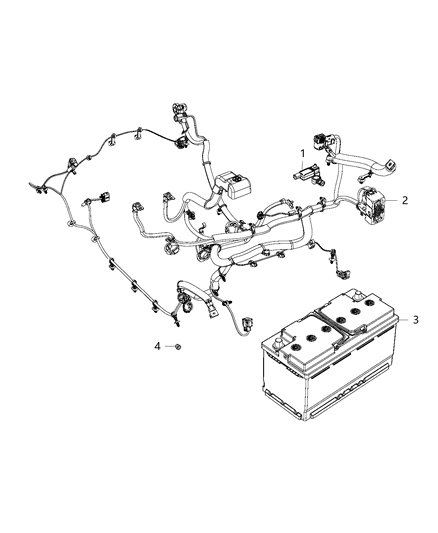 Wiring Battery, Alternator, And Starter Diagram for 68311003AD