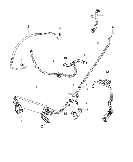 2012 Jeep Patriot Hose Power Steering Return Gear To Cooler, Includes Clamps Diagram for 68402331AE
