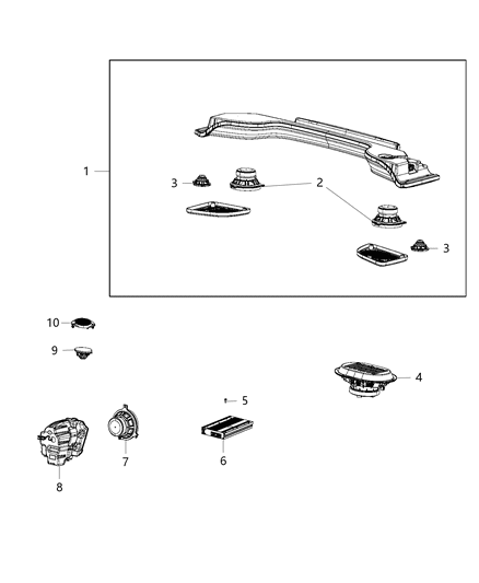 1989 Dodge Spirit Speaker Sub Woofer Diagram for 68223349AD