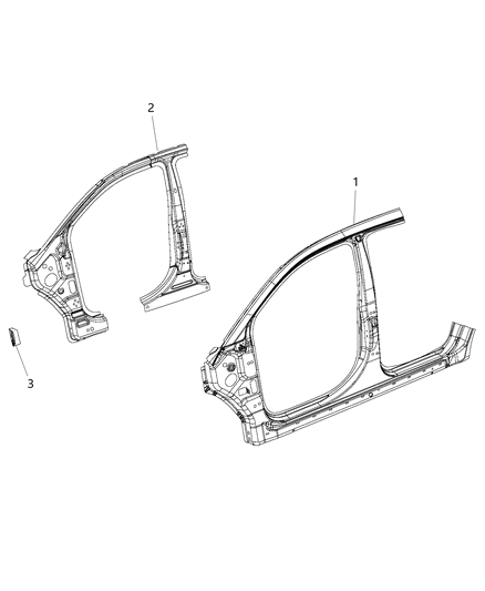 Panel Package Bodyside Aperture Front Diagram for 68035429AF