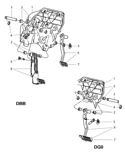 1999 Dodge Avenger Pedal And Pad Clutch Diagram for 52009944AB