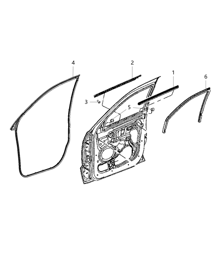 Weatherstrip Front Door Belt Inner Inner Diagram for 55399208AA