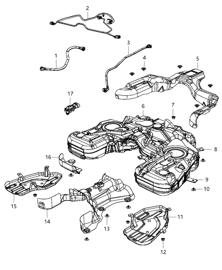Skid Plate Fuel Tank Diagram for 68061320AB