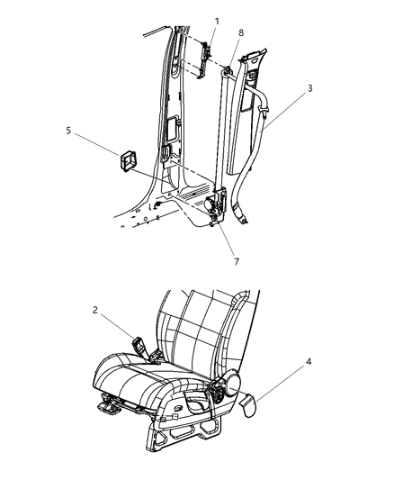 Seat Belt Front Outer Diagram for 5KJ601DVAF