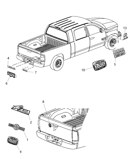Nameplate Ram 3500 Heavy Duty Diagram for 55372159AB