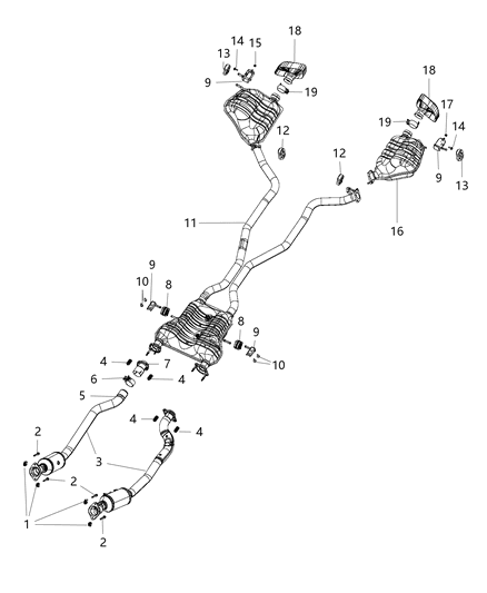 Resonator And Tailpipe Exhaust Diagram for 68276657AA