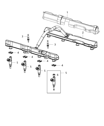 2022 Jeep Wrangler Rail Fuel Complete With Pressure Sensor Diagram for 53010893AA