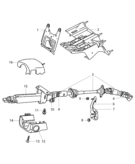 Column Steering Tilt Includes Lock Housing And Switch Diagram for 5057897AA