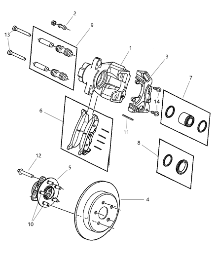 2008 Dodge Durango Pad Kit Rear Disc Brake Diagram for V2014439AB