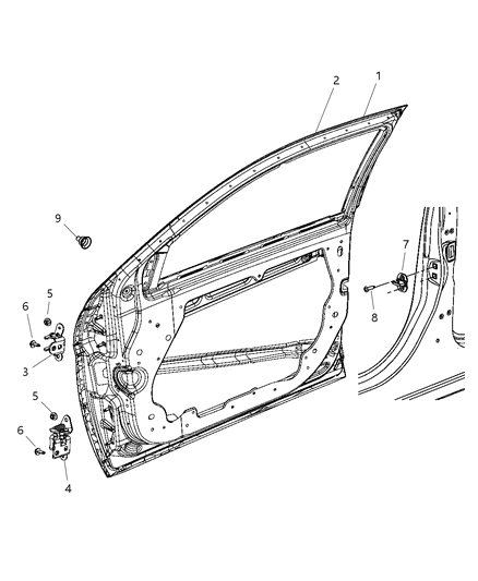 Hinge Rear Door Lower Diagram for 55360919AF