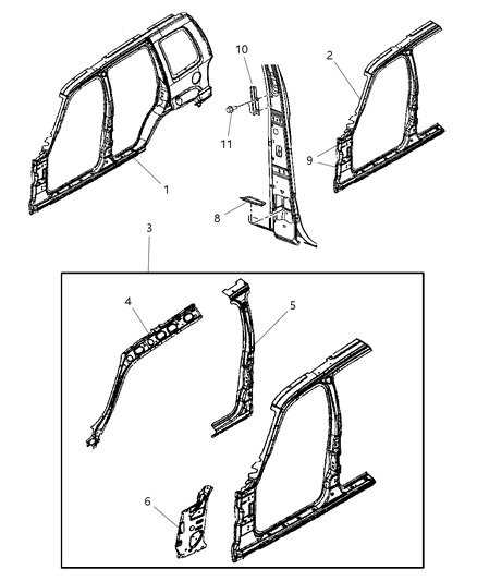 2024 Ram 1500 Classic Panel Package Bodyside Aperture Front Front Outer Only Diagram for 5170004AA