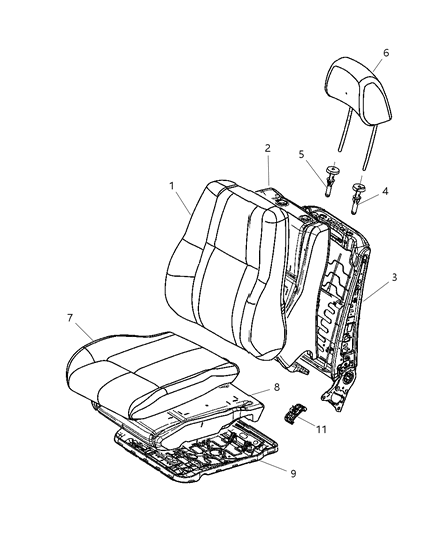 Cover Front Seat Back Diagram for 1JF481D5AA