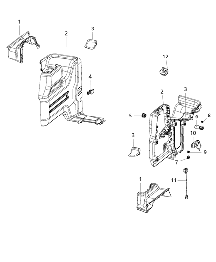 Bezel Cargo Trim Diagram for 6BM33TX7AA