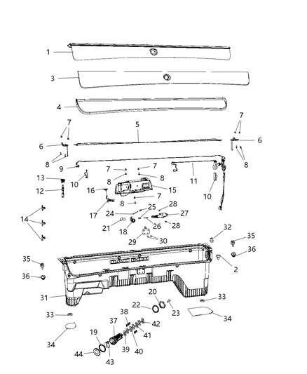2007 Jeep Liberty Applique Storage Bin Paint As Required Diagram for 1WX161W7AA