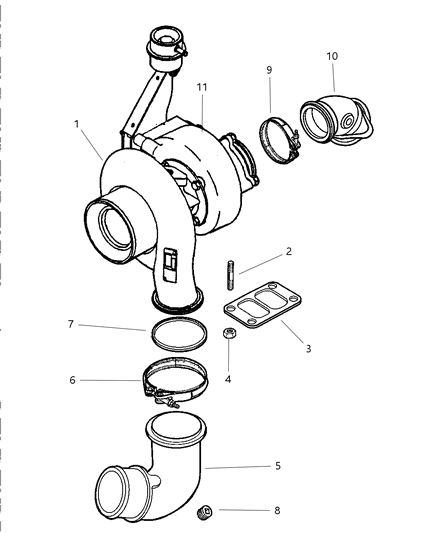 1989 Chrysler Conquest Turbocharger Diagram for R5010960AA