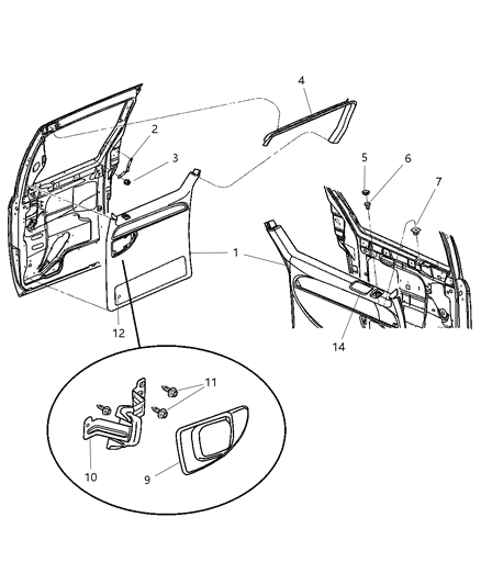 2005 Dodge Sprinter 3500 Ash Receiver Quarter Panel Door Panel Diagram for JU27WL5