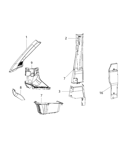 Molding B Pillar Upper Diagram for 1YA74LA6AC