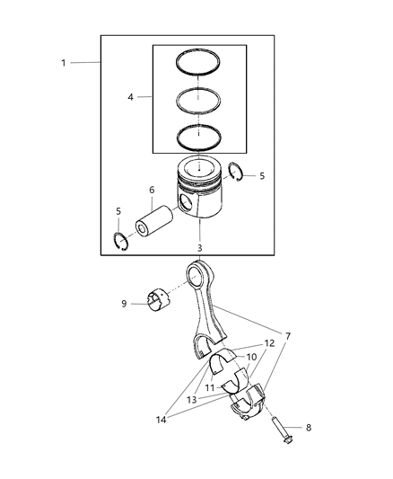 1986 Chrysler New Yorker Ring Piston Pin Diagram for 5003650AA